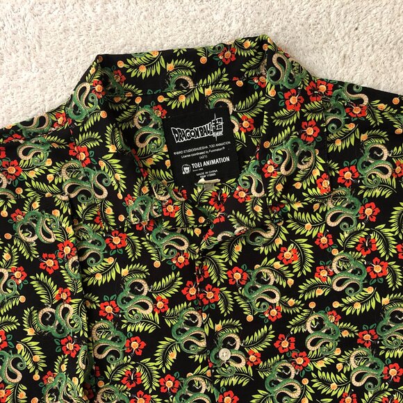 Dragon Ball Super Floral Shenron Print Hawaiian Shirt Size Small - Picture 1 of 6